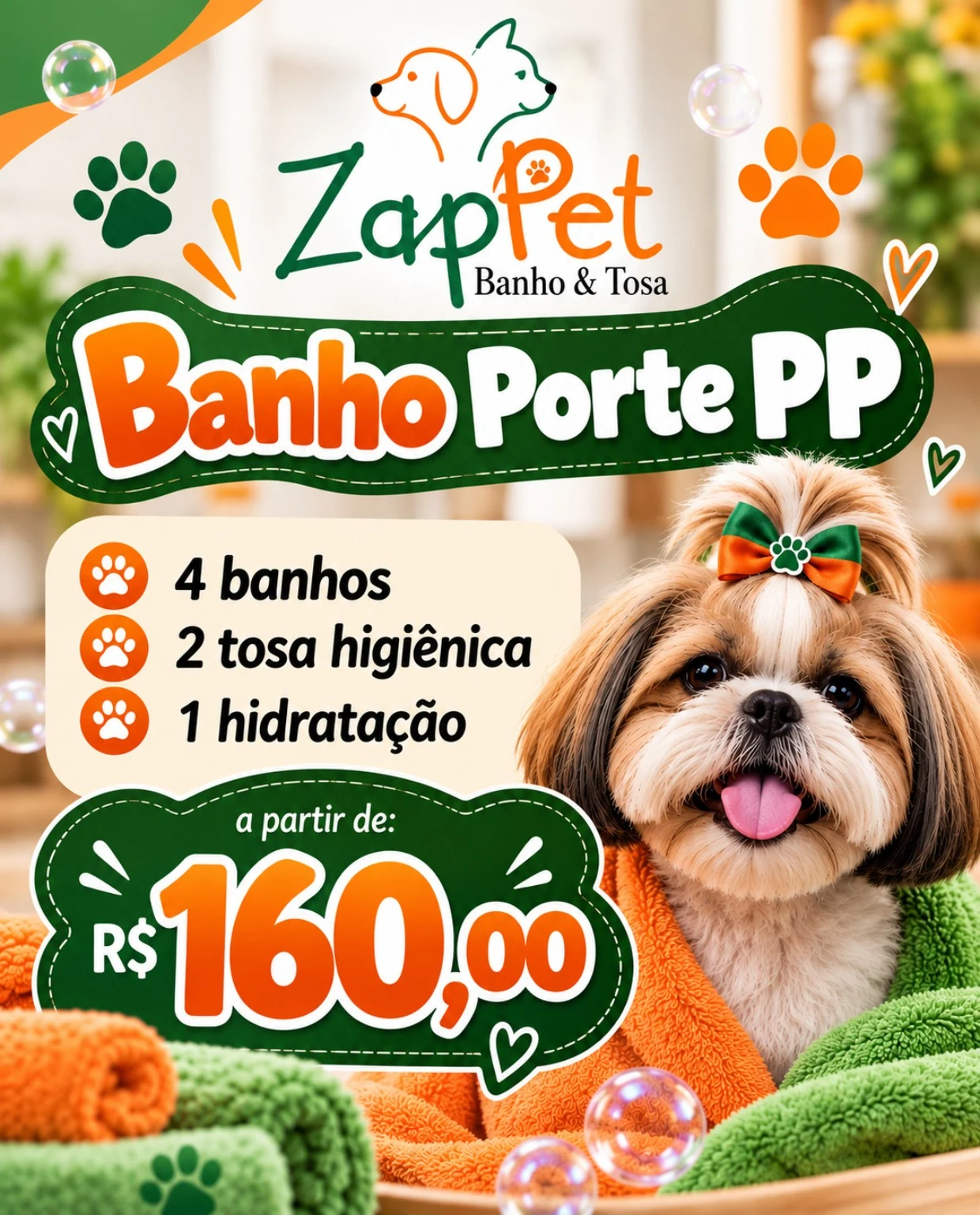Arte do pacote mensal PP, a partir de 160 reais