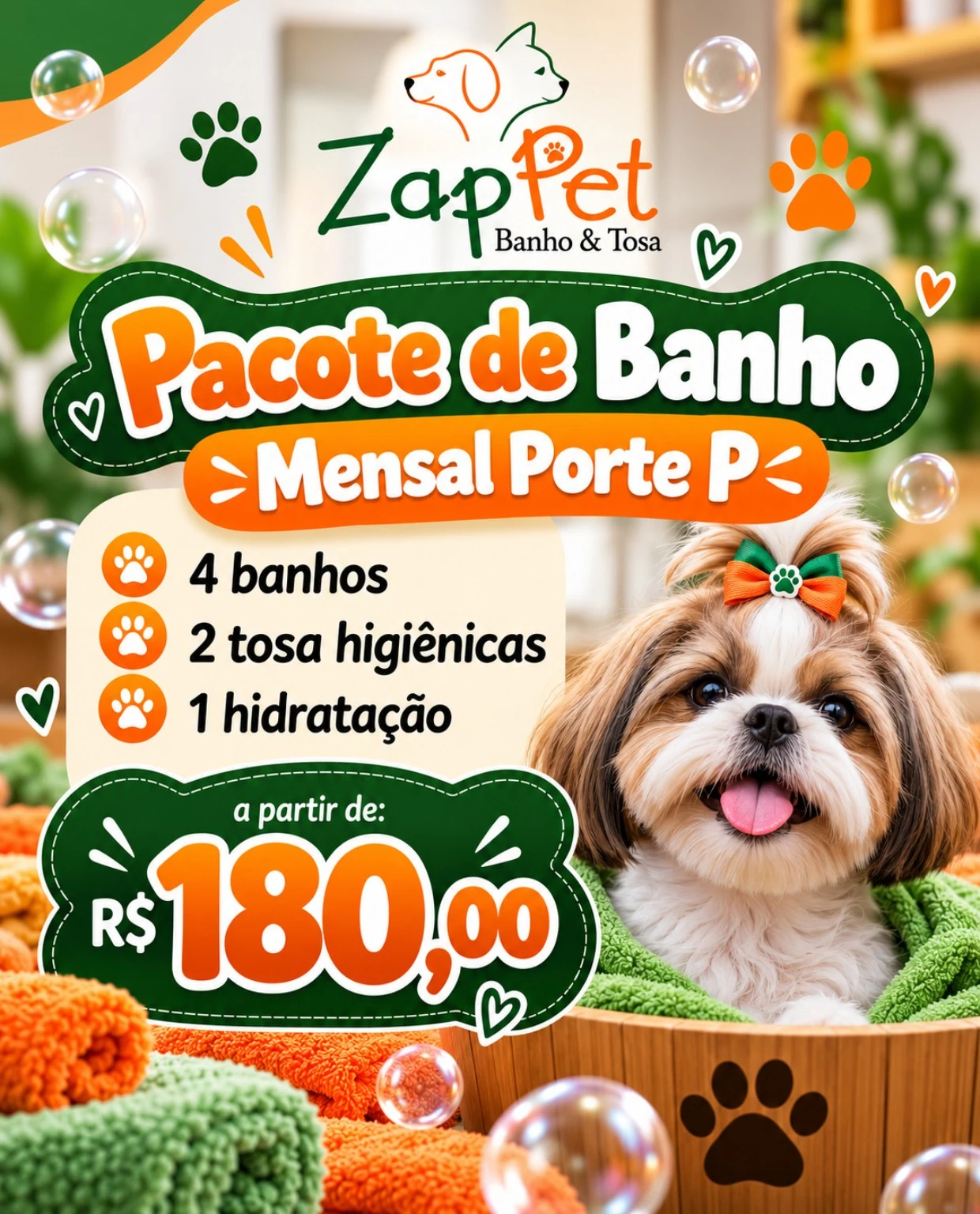 Arte do pacote mensal P, a partir de 180 reais