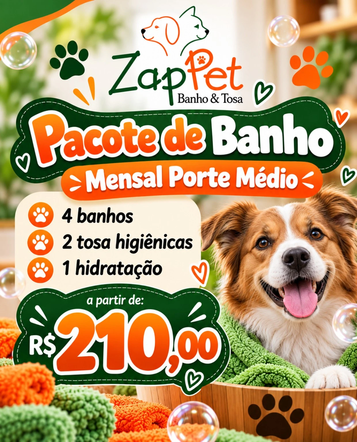 Arte do pacote mensal M, a partir de 210 reais