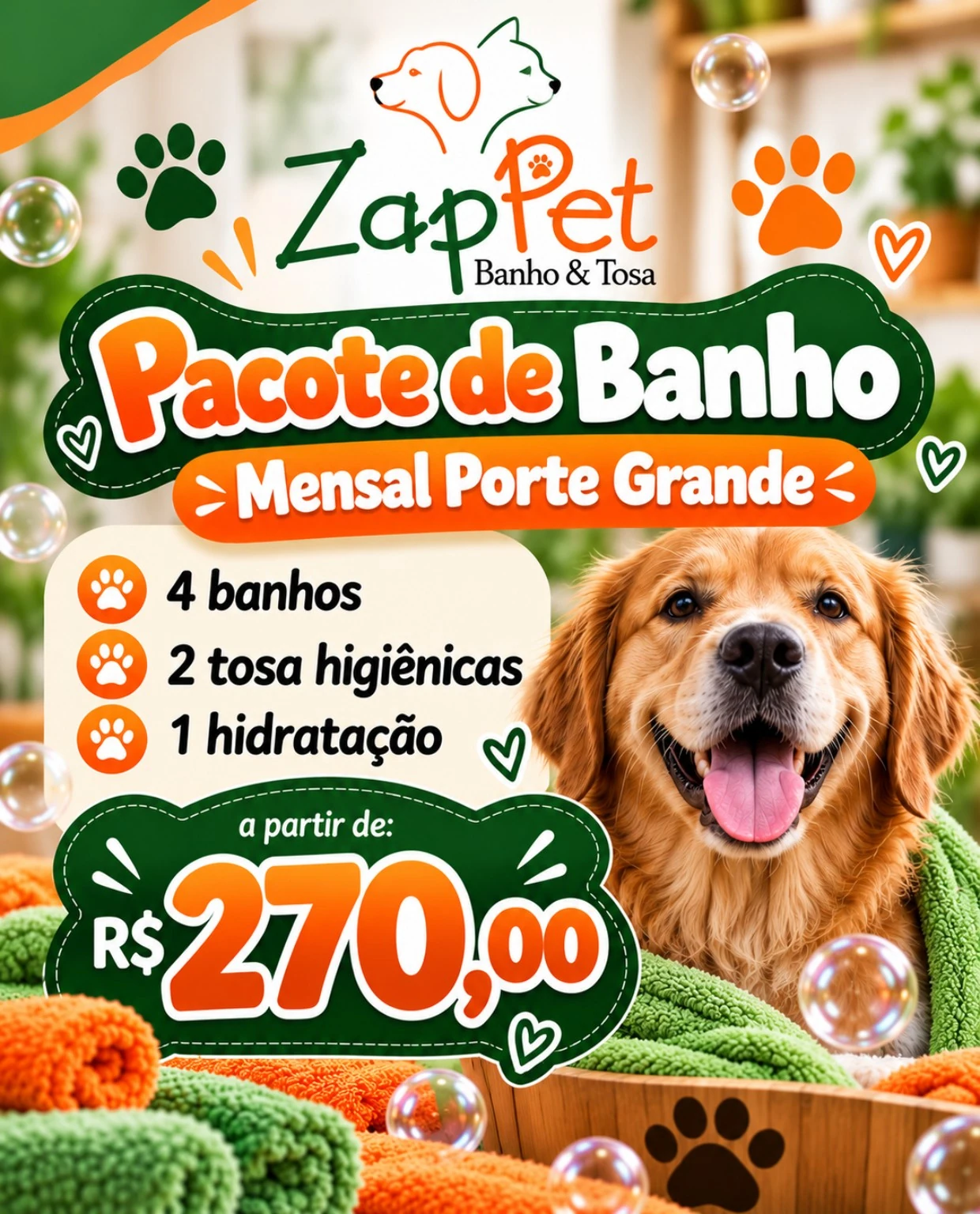 Arte do pacote mensal G, a partir de 270 reais