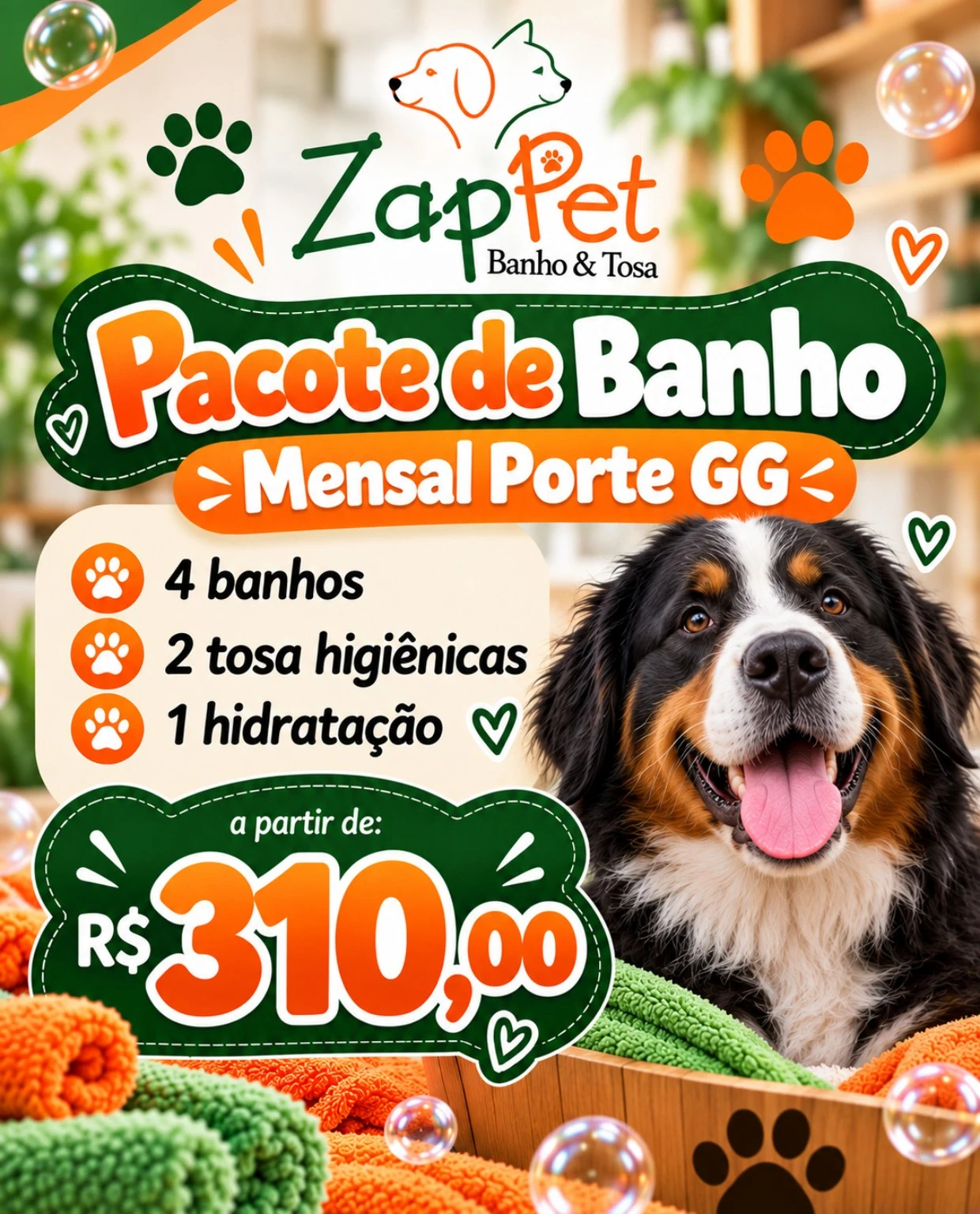 Arte do pacote mensal GG, a partir de 310 reais